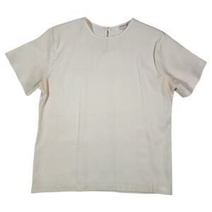 Ellen Ashley Ivory Polyester Blouse Women’s Medium Short Sleeve Keyhole Back